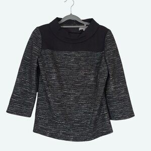 Classiques Entier Black Wool Blend Structured‎ Crew Neck Bertha Collar Blouse XS